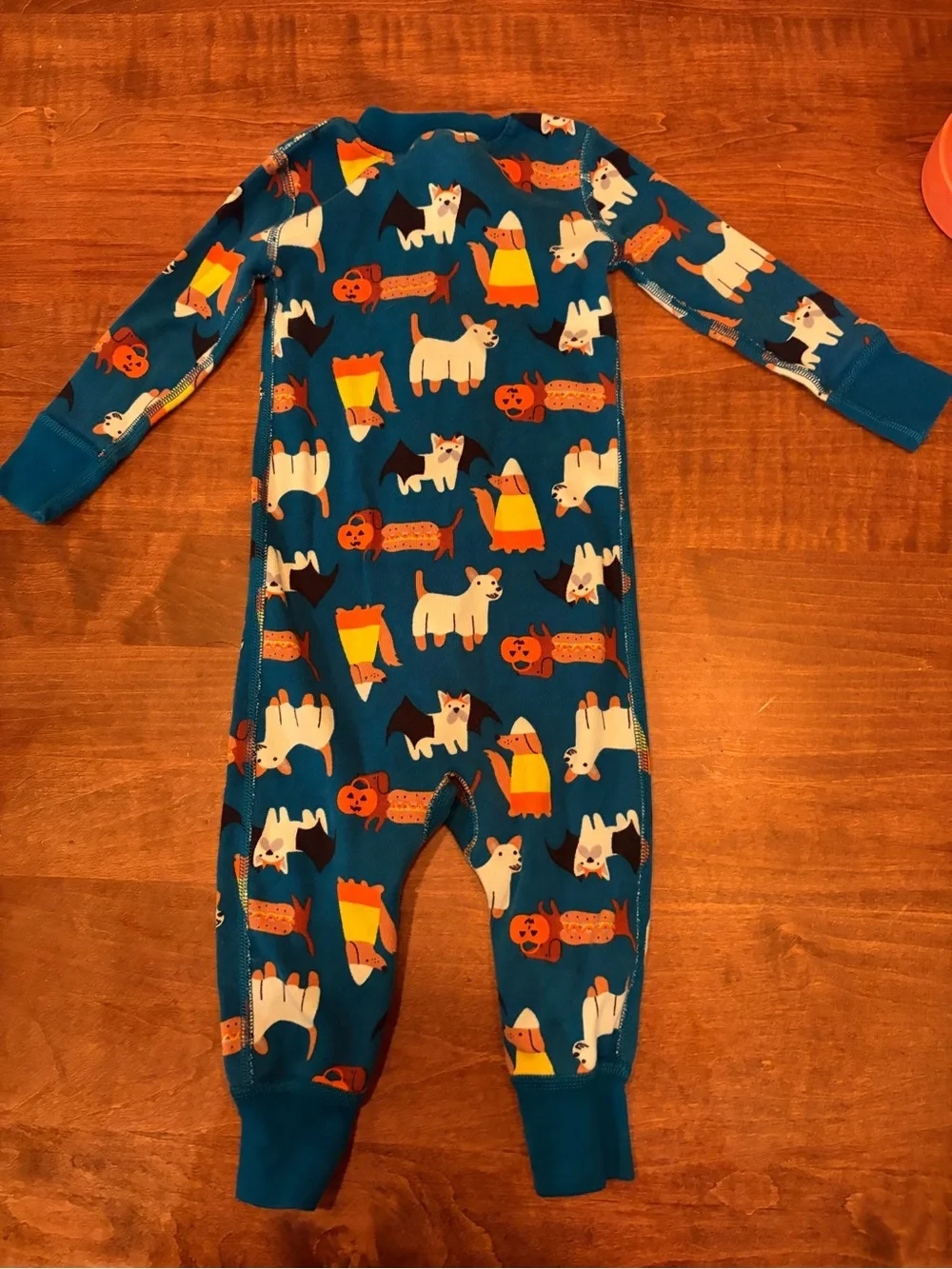 Hanna Andersson Blue Halloween Dog Print One-Piece Footie - never worn